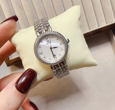 Omega De Villle 27mm Imported Movement White Dial Two-tone Gold Bracelet Diamond Bezel Watch